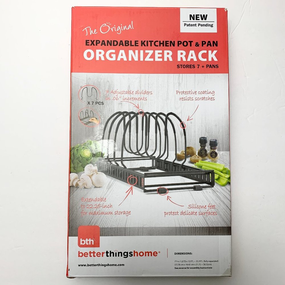 Expandable Kitchen Pot Pan Organizer Rack 7+ Pans